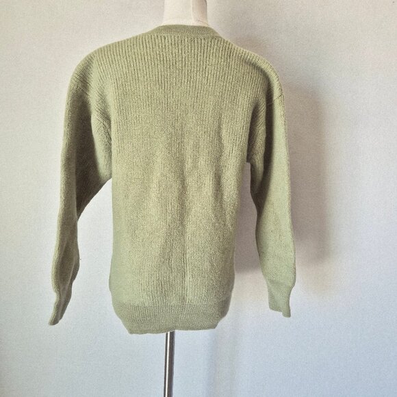 Vintage Lautreamont Made in Japan 100% Wool Cardigan V-Neck Button Pocket Green - Picture 6 of 16